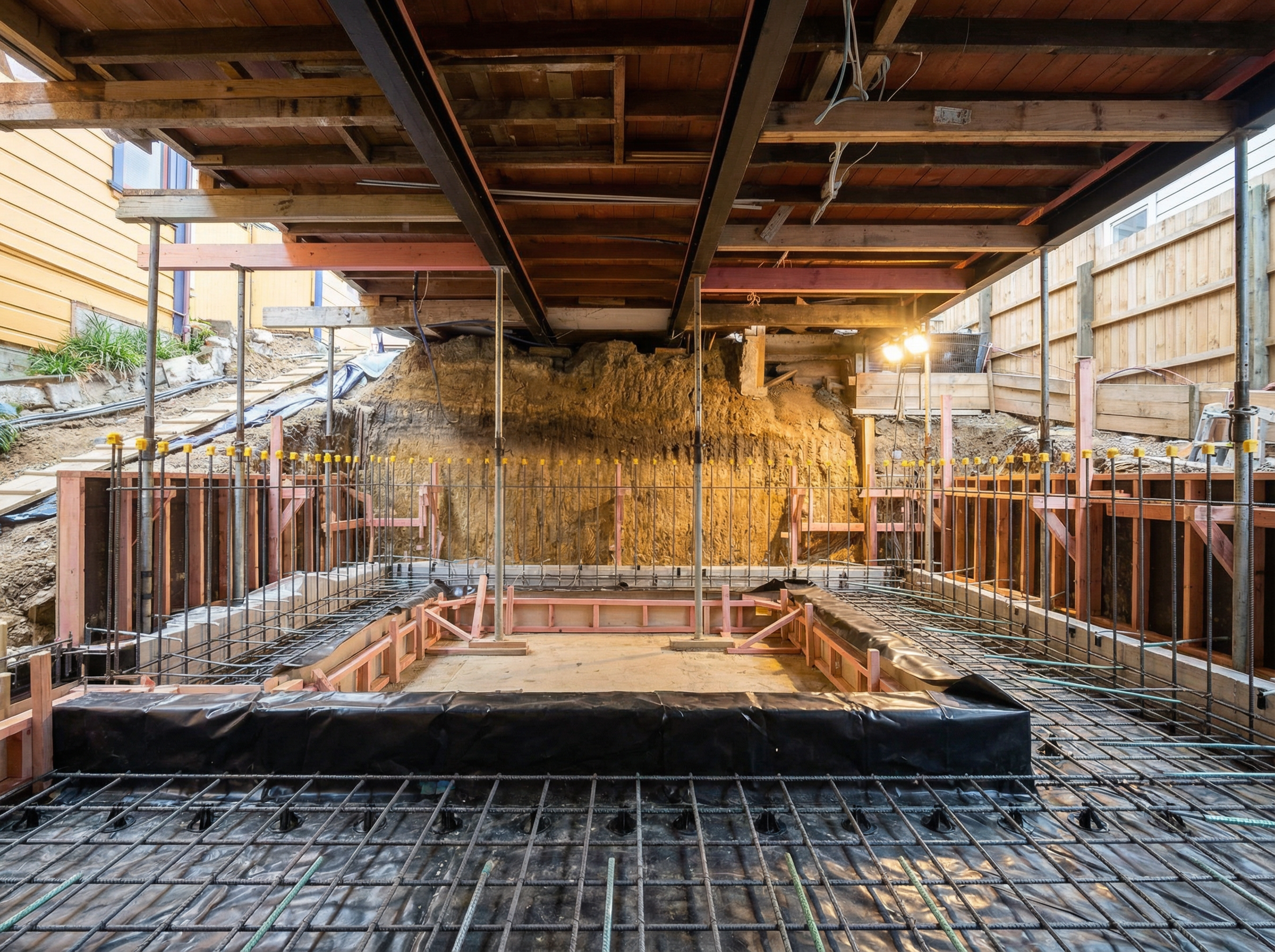 Construction foundation work in progress